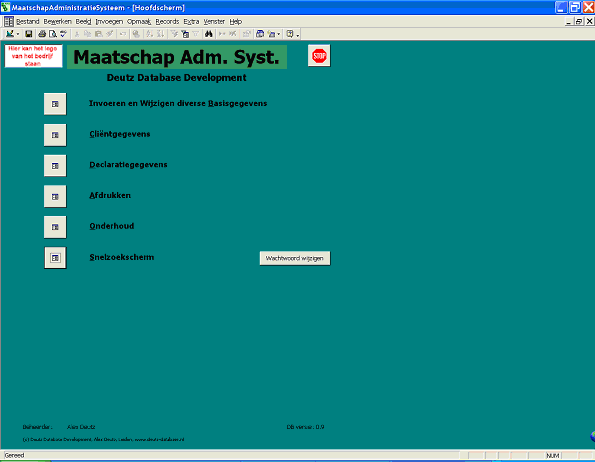 MAS startscherm
